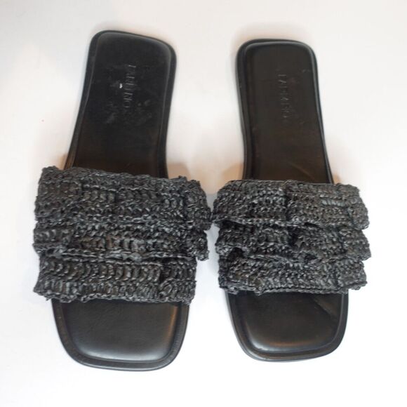 FARM RIO Ruffle Crochet Slide Flat Sandal Black Size 10 - Picture 3 of 11